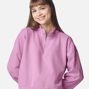 Women's Garment-Dyed Mid-Length Quarter-Zip Sweatshirt