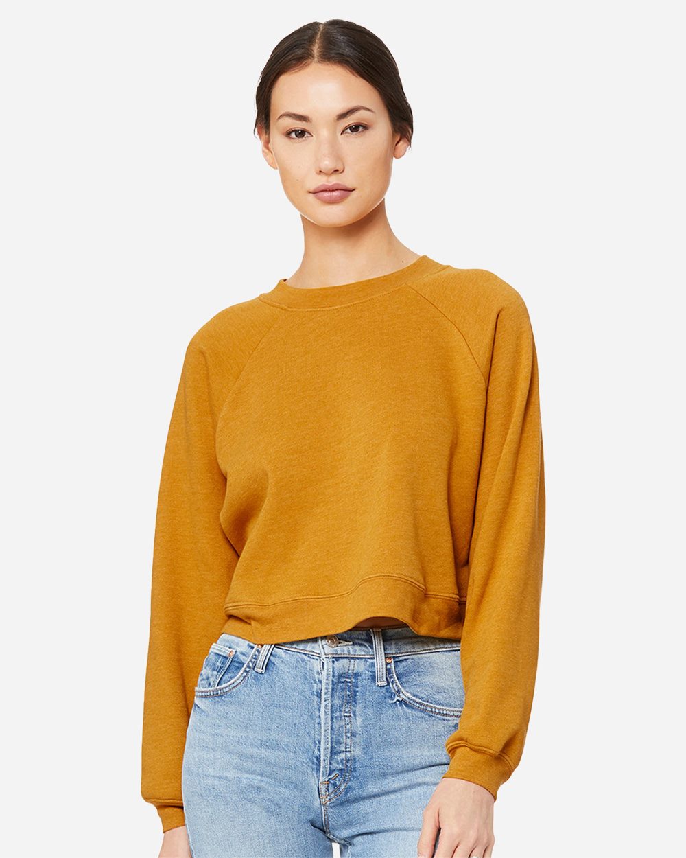 Women's Crop Raglan Fleece Crewneck Sweatshirt
